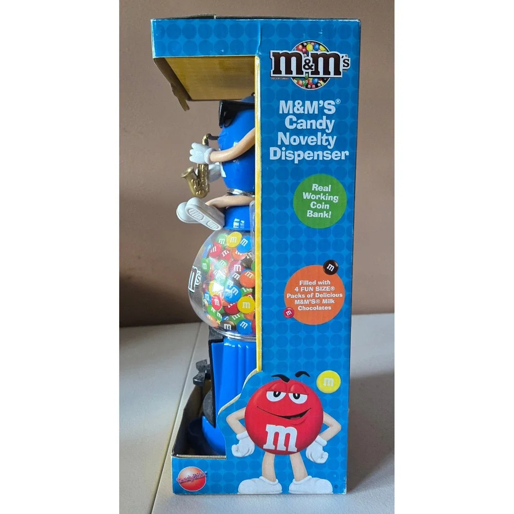 M&Ms Candy Novelty Dispenser with Real Working Coin Bank Blue M‎ M Candy